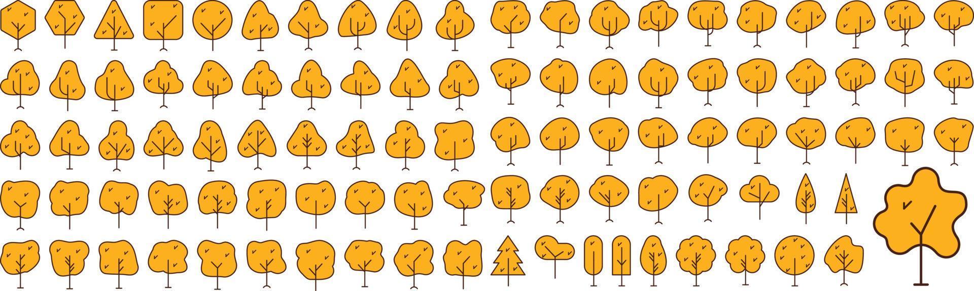 colección de iconos planos vectoriales de árbol. Pictogramas planos vectoriales aislados en un fondo blanco. colección de iconos planos para aplicaciones web y concepto móvil. símbolos de primera calidad vector