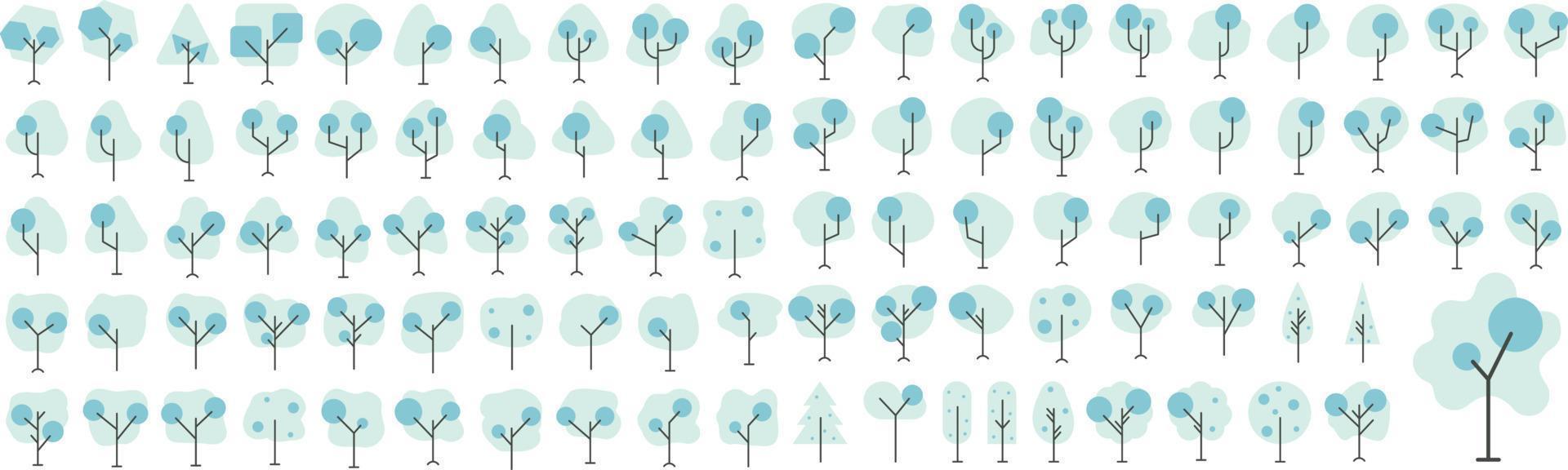 Vector Flat icons collection of tree. Vector Flat pictograms isolated on a white background. Flat icons collection for web apps and mobile concept. Premium quality symbols