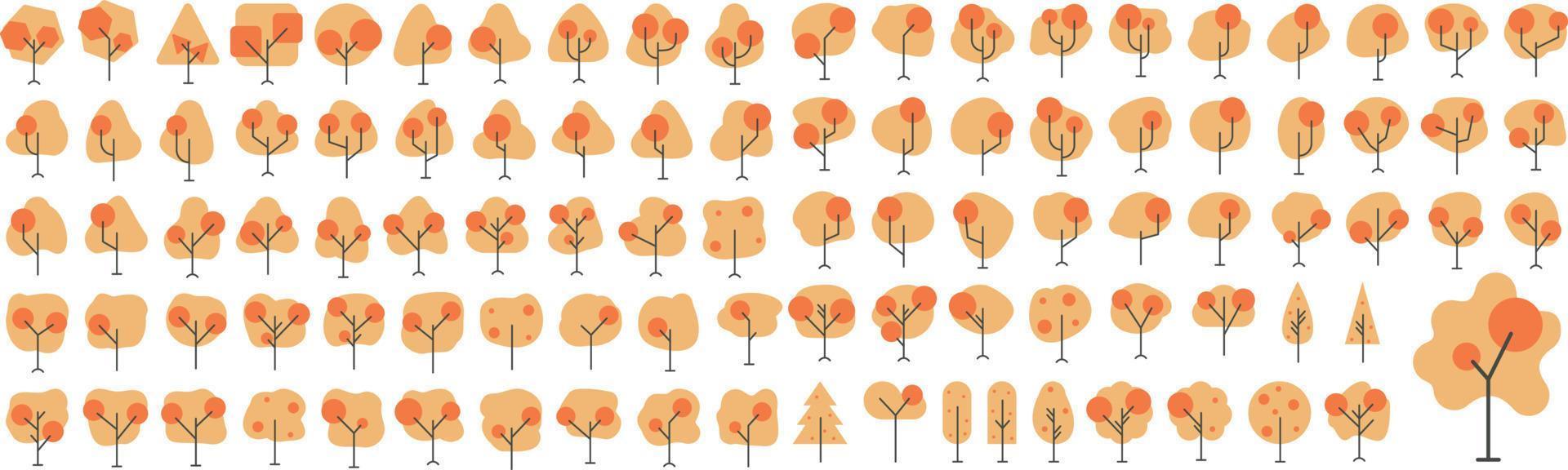 Vector Flat icons collection of tree. Vector Flat pictograms isolated on a white background. Flat icons collection for web apps and mobile concept. Premium quality symbols