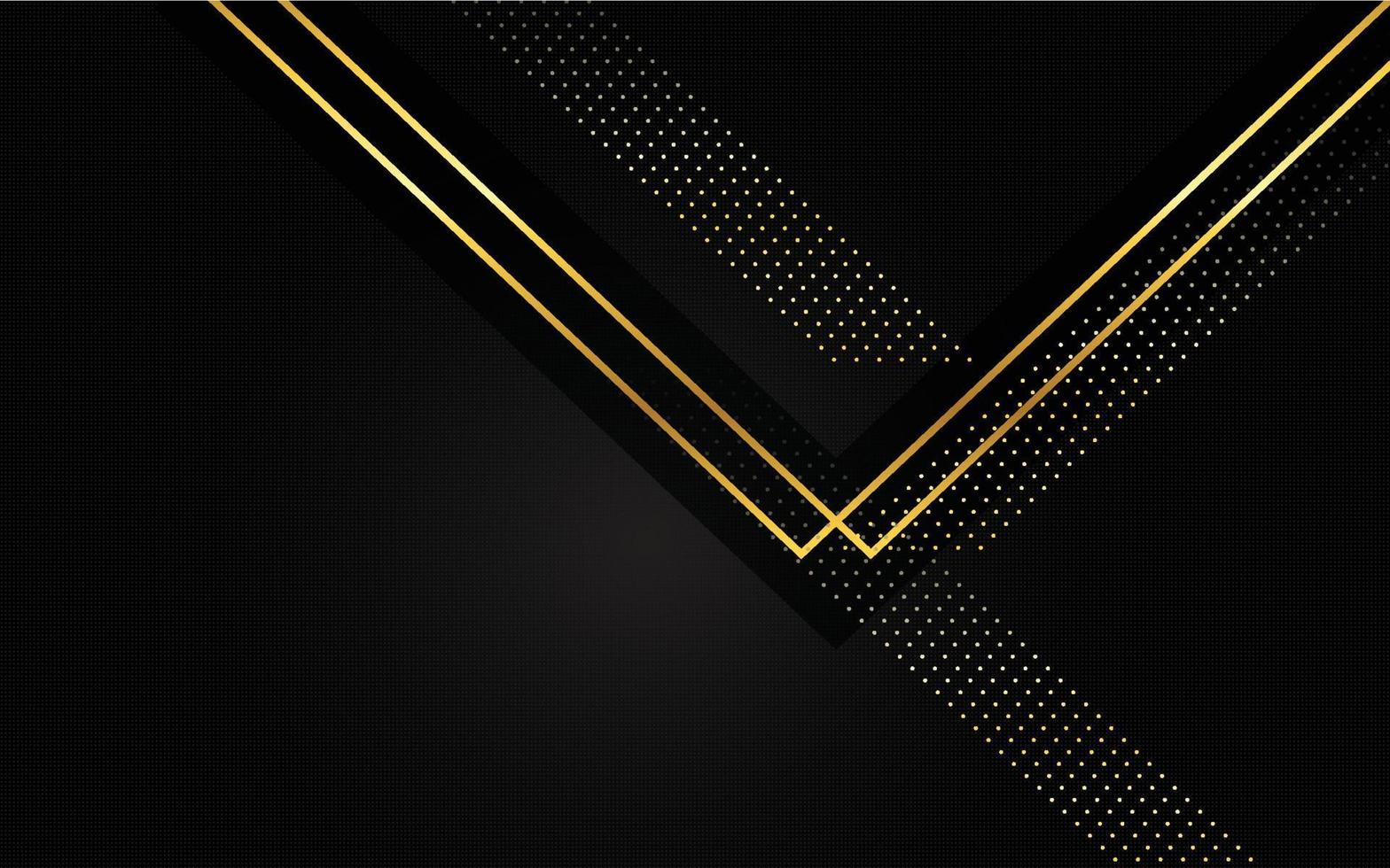 Gold triangle pattern line on black background. Premium luxury geometric pattern. Triangular golden light seamless texture vector