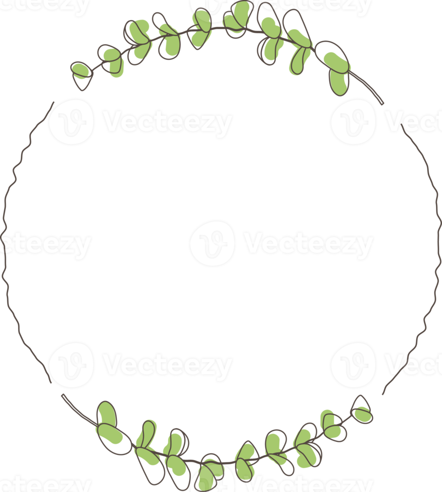 cadre de colère de feuilles d'eucalyptus vert de style doodle png