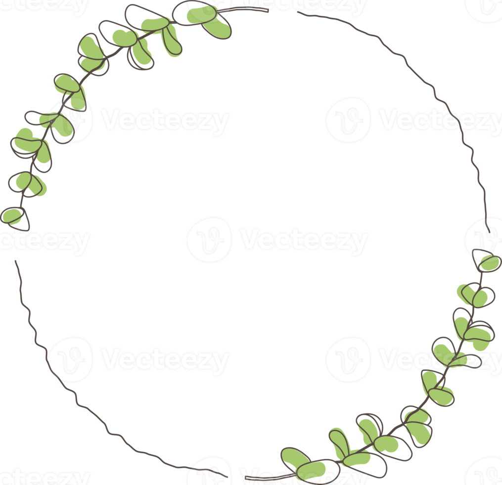 cadre de colère de feuilles d'eucalyptus vert de style doodle png