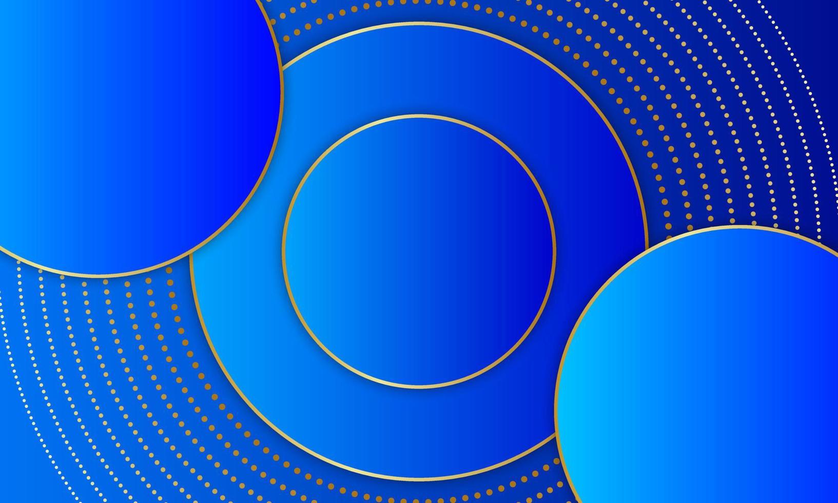 Luxury blue circle overlapping with gold line and dot. vector