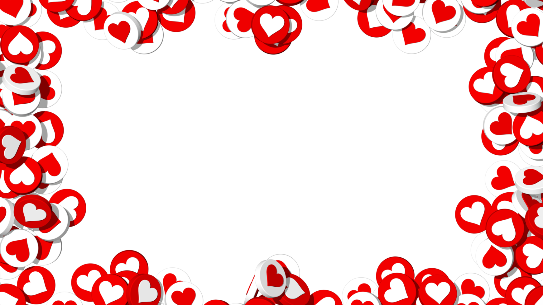 Social Media Hearts Like Icon Frame Photo, 3D Rendering, Isolated png