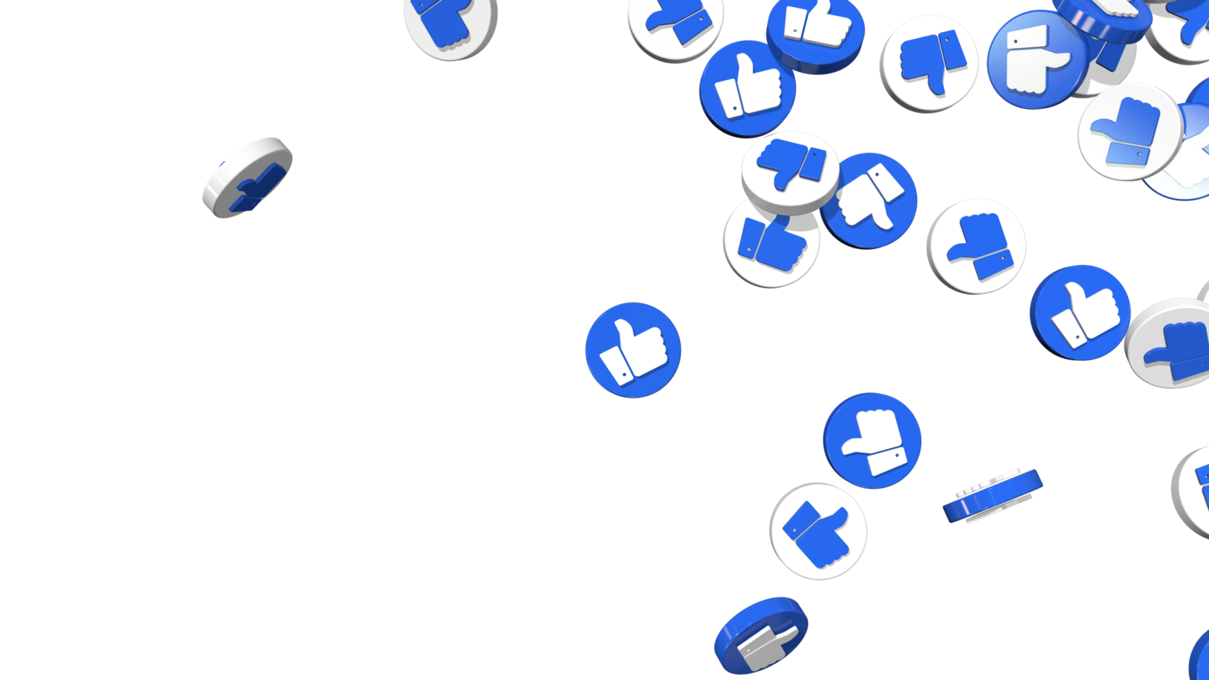 Social Media Like Thumb Icons Isolated on Right Side, 3D Rendering png