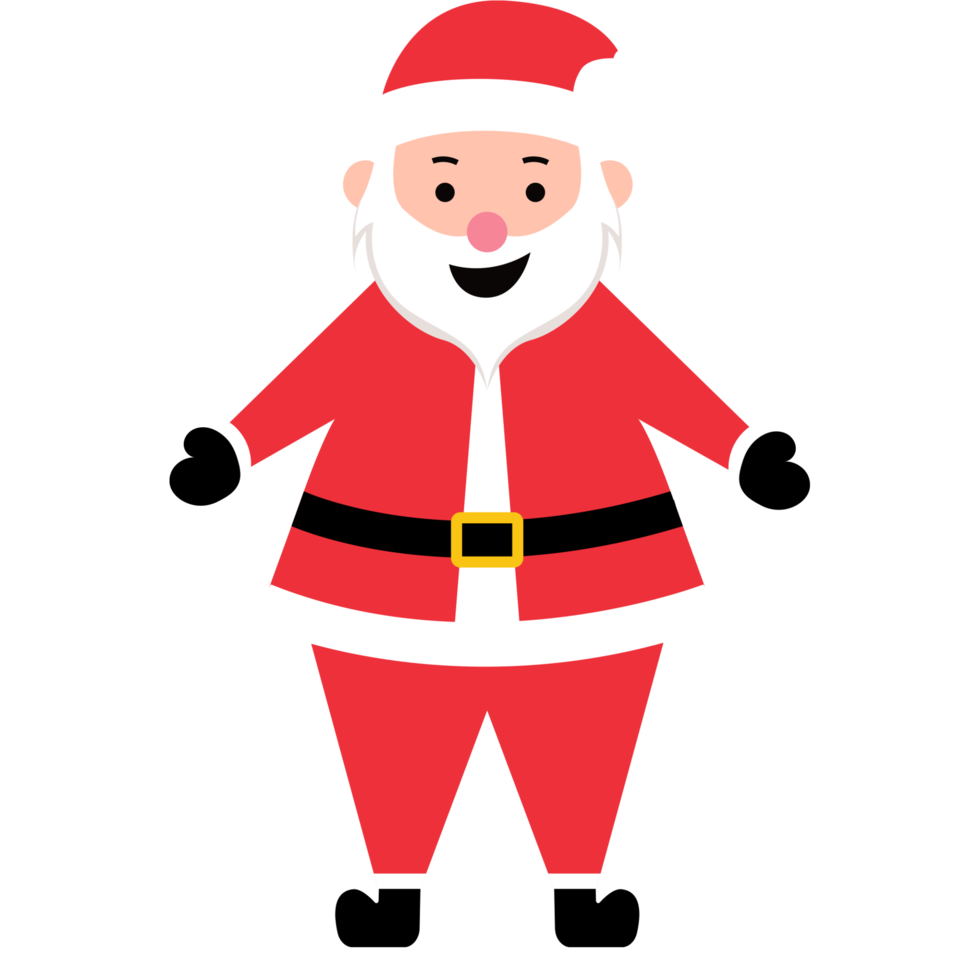 lustige glückliche weihnachtsmannfigur mit geschenk, winken und grüßen im transparenten hintergrund png