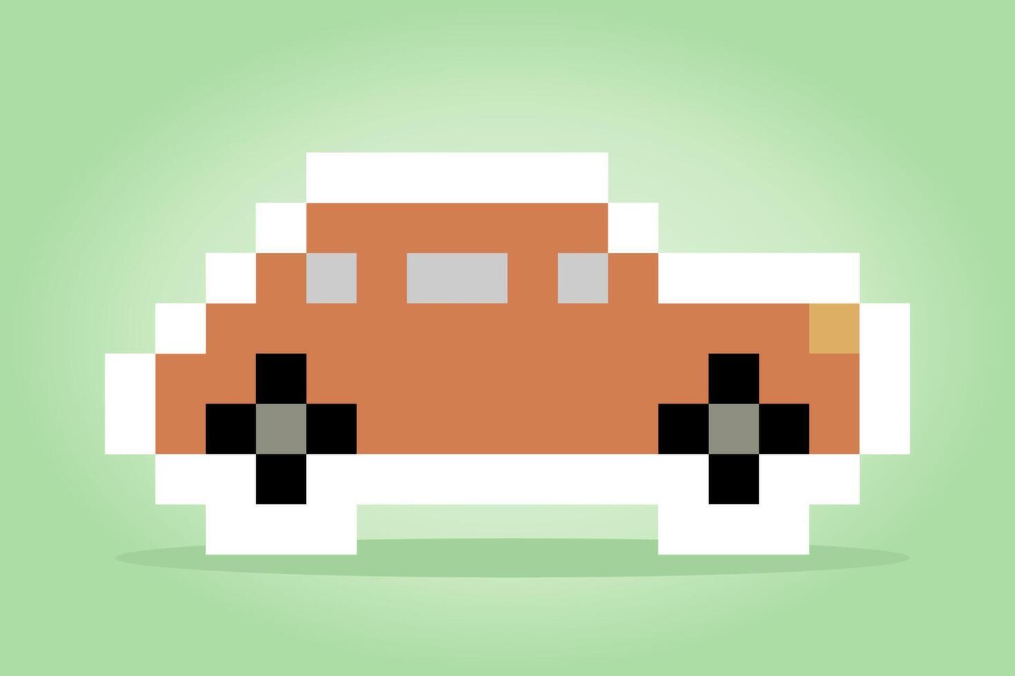 Arte clásico de píxeles de automóviles de 8 bits. ilustración vectorial de un patrón de punto de cruz de coche. vector