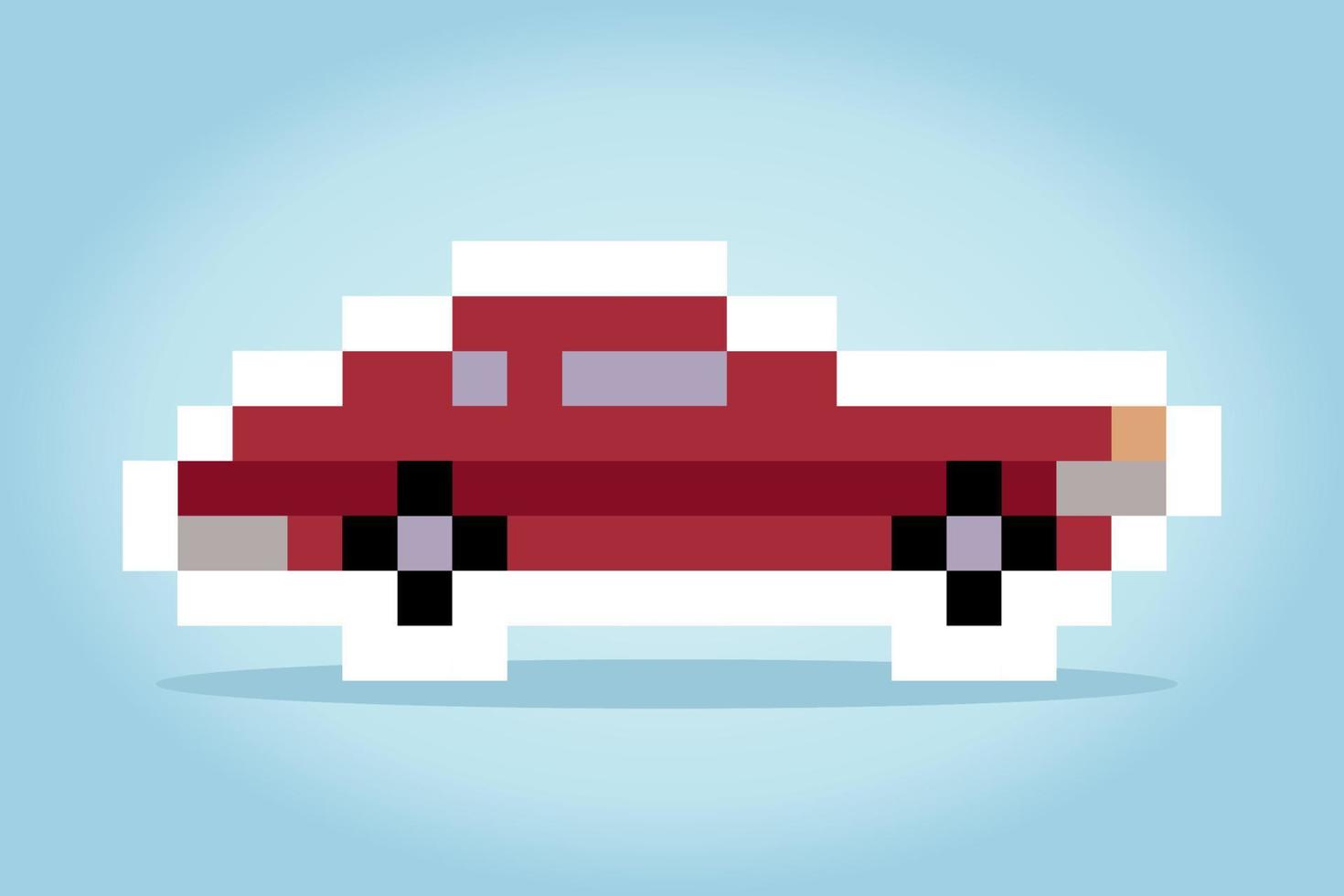 Arte clásico de píxeles de automóviles de 8 bits. ilustración vectorial de un patrón de punto de cruz de coche. vector