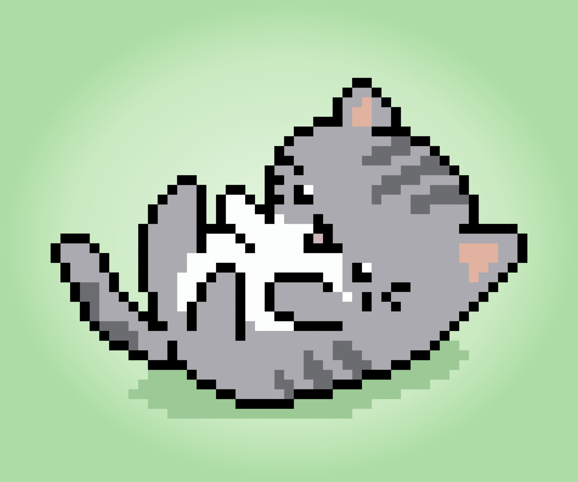 8 bit Pixel cat are playing. Animals for game assets in vector