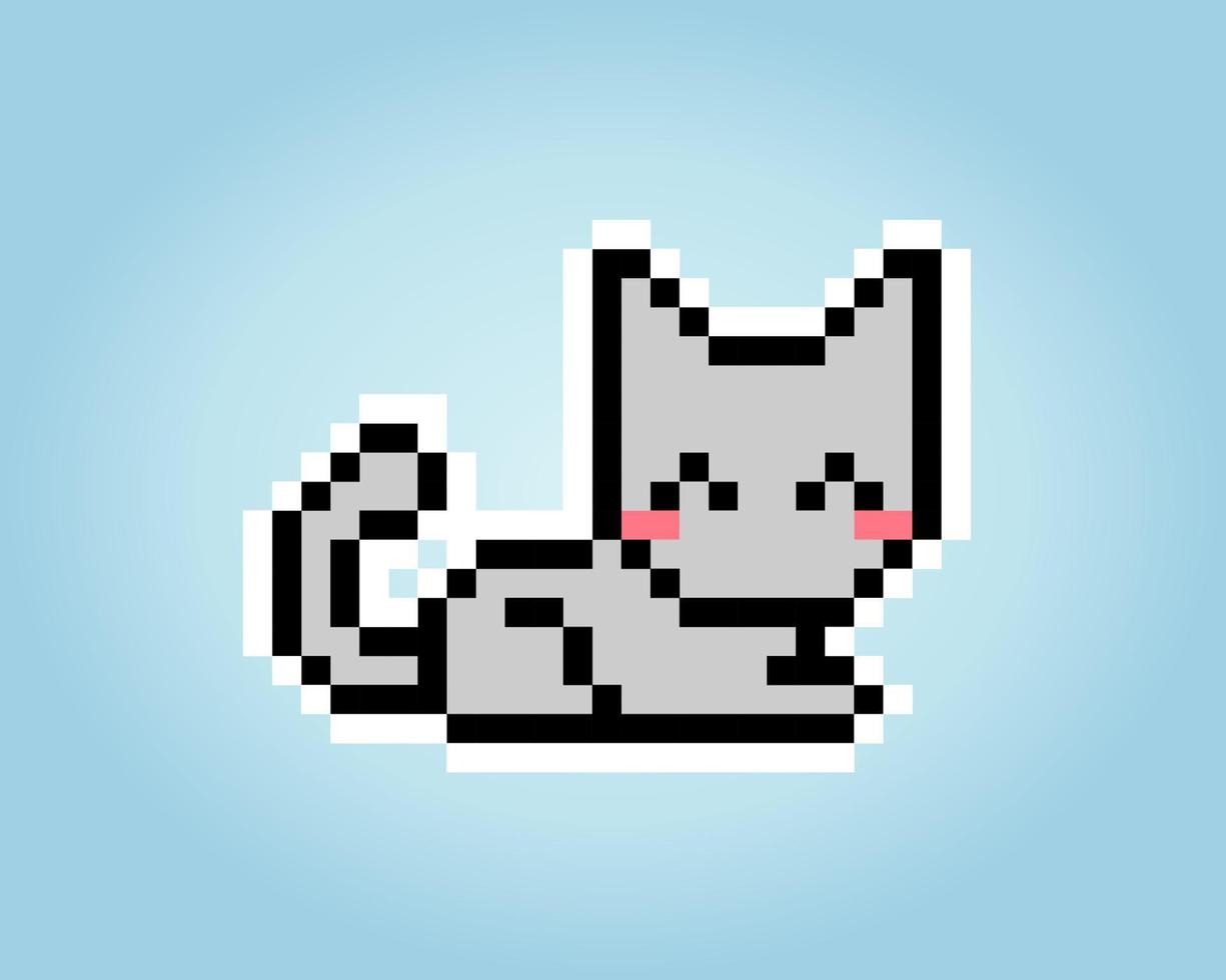 Pixel cat 8 bit. Animals for game assets in vector illustration ...