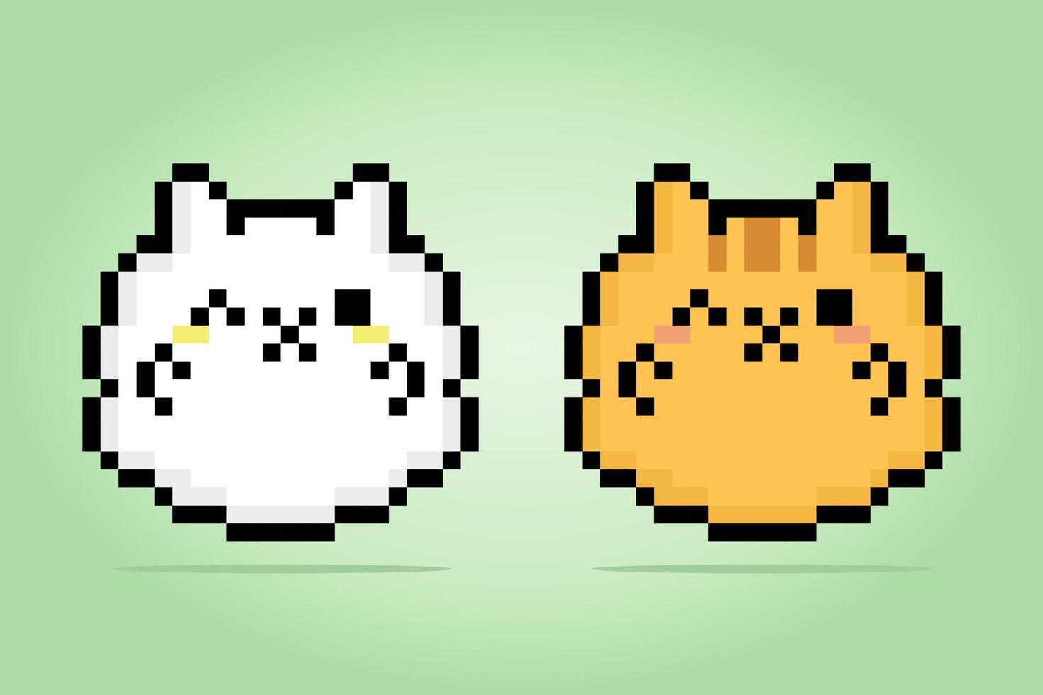 Pixel 8 bit of fat cat. Animals for game assets in vector illustration.