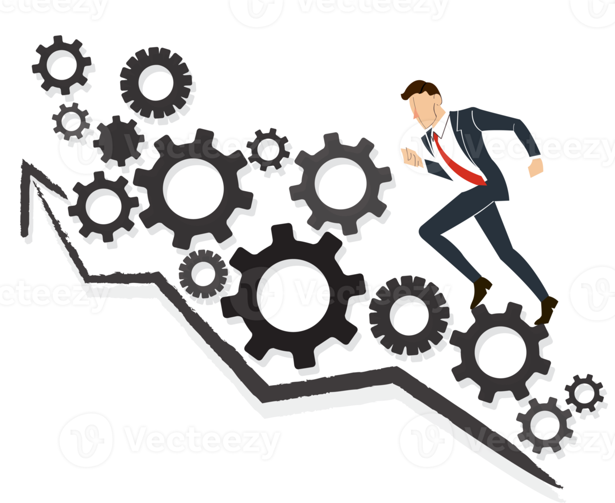 Businessman with gears cog wheel png