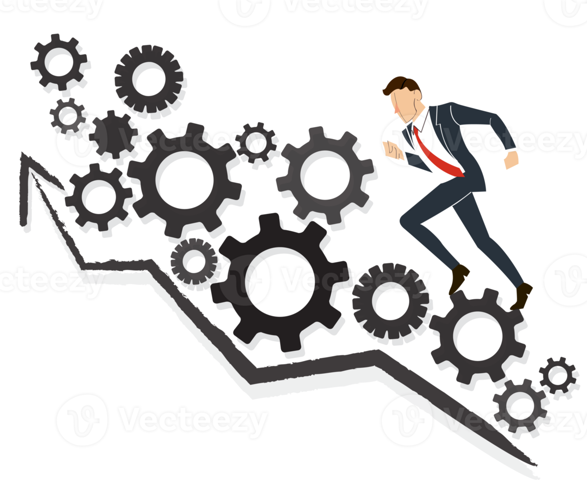 empresario con rueda dentada de engranajes png