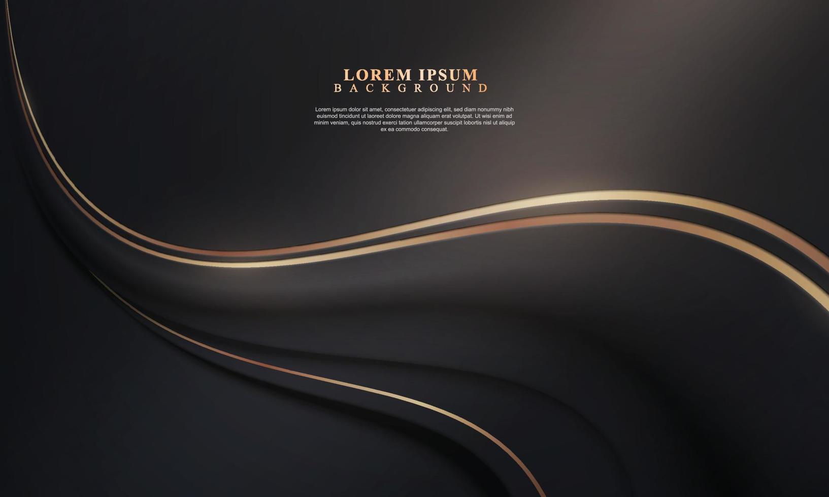 Dark curved with golden lines background. vector