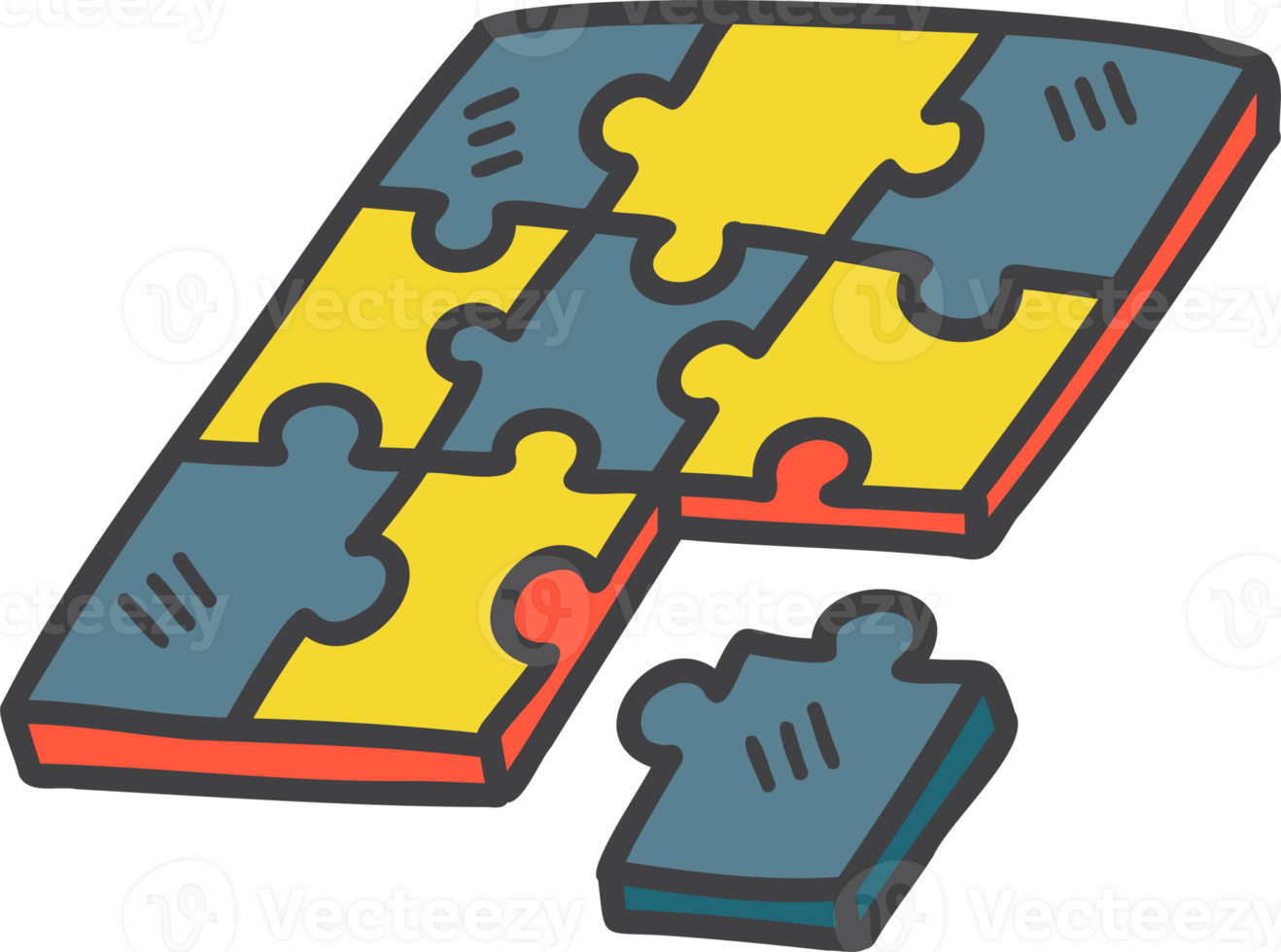 Hand Drawn jigsaw illustration png