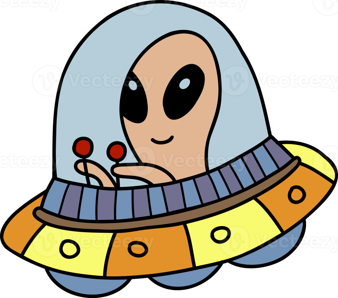 hand gezeichnete niedliche ufo-illustration png