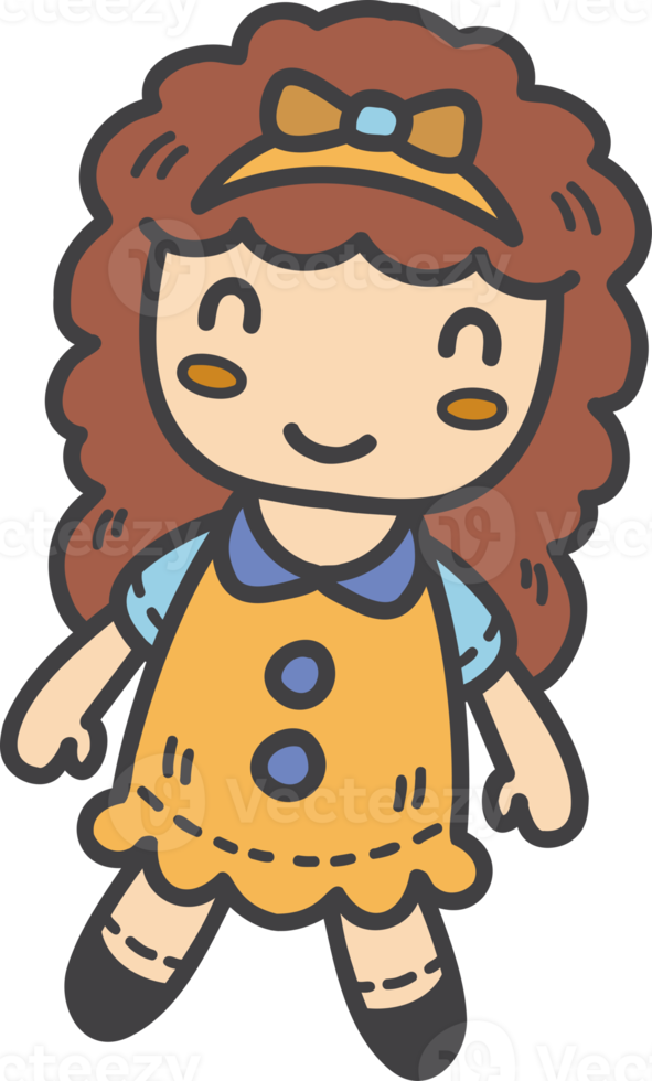 Hand Drawn baby girl doll illustration png