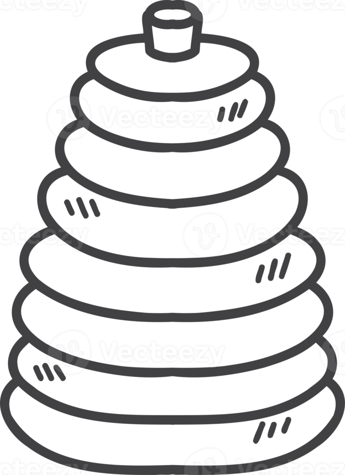ilustración de juguete de anillos de apilamiento de madera dibujados a mano png