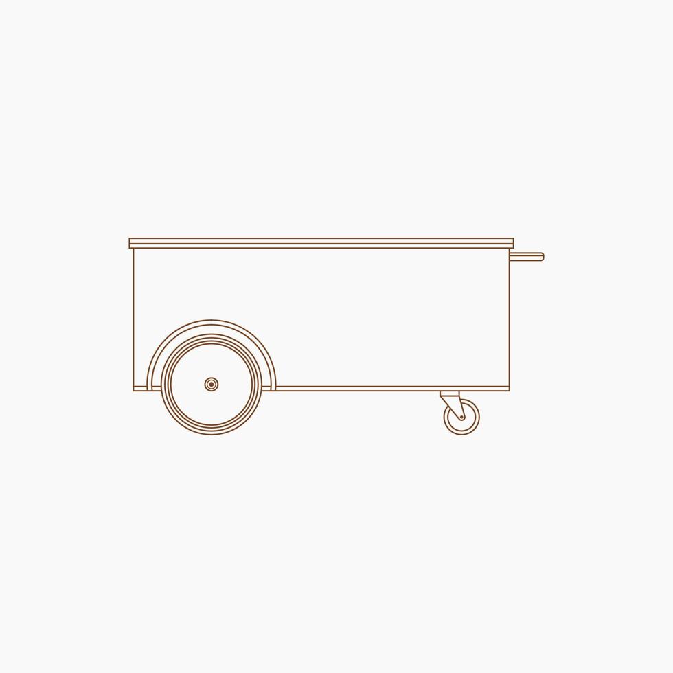 Editable Isolated Outdoor Street Mobile Mini Simple Food Cart Vector Illustration in Outline Style for Food and Drink Business Related Concept