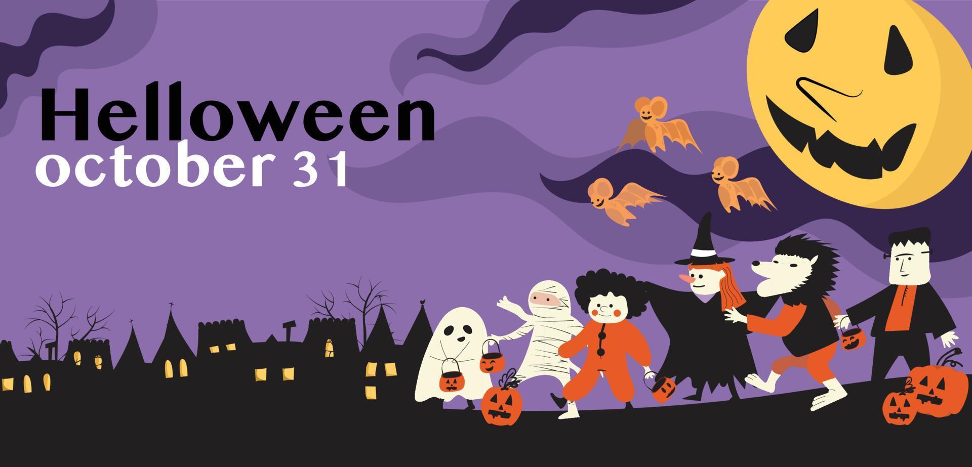 halloween horizontal banner template vector