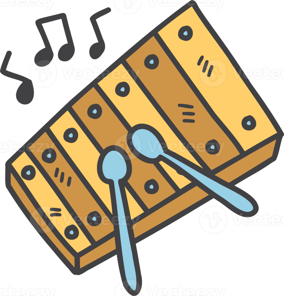 hand- getrokken schattig kinderen xylofoon speelgoed- illustratie png