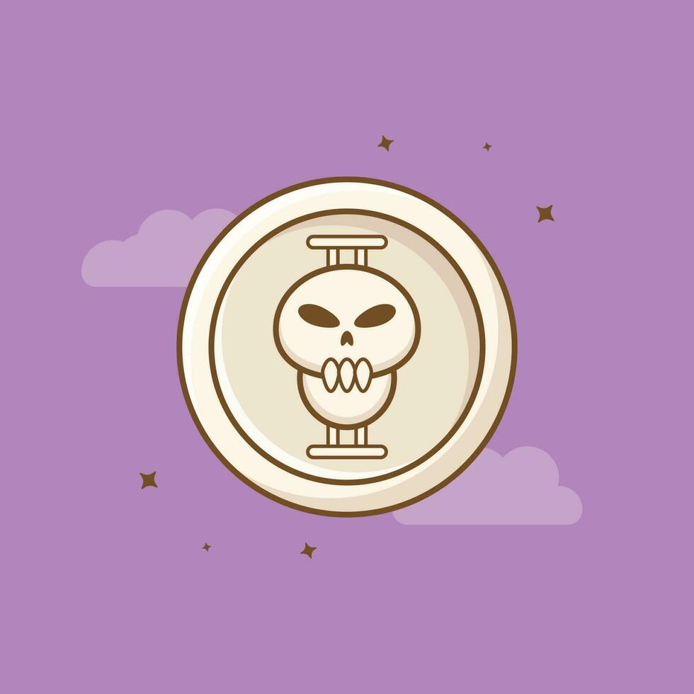 ilustración de icono de dibujos animados de moneda de cráneo para celebración de halloween. concepto de Halloween. diseño premium sencillo vector