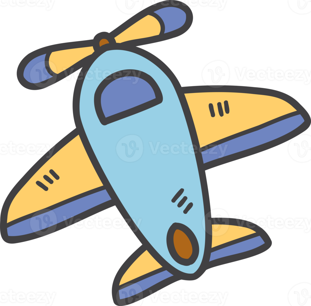 Hand Drawn toy plane for kids illustration png