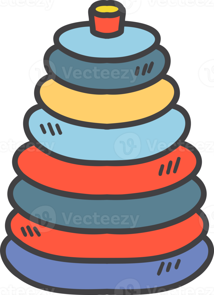 Hand Drawn Wooden Stacking Rings toy illustration png