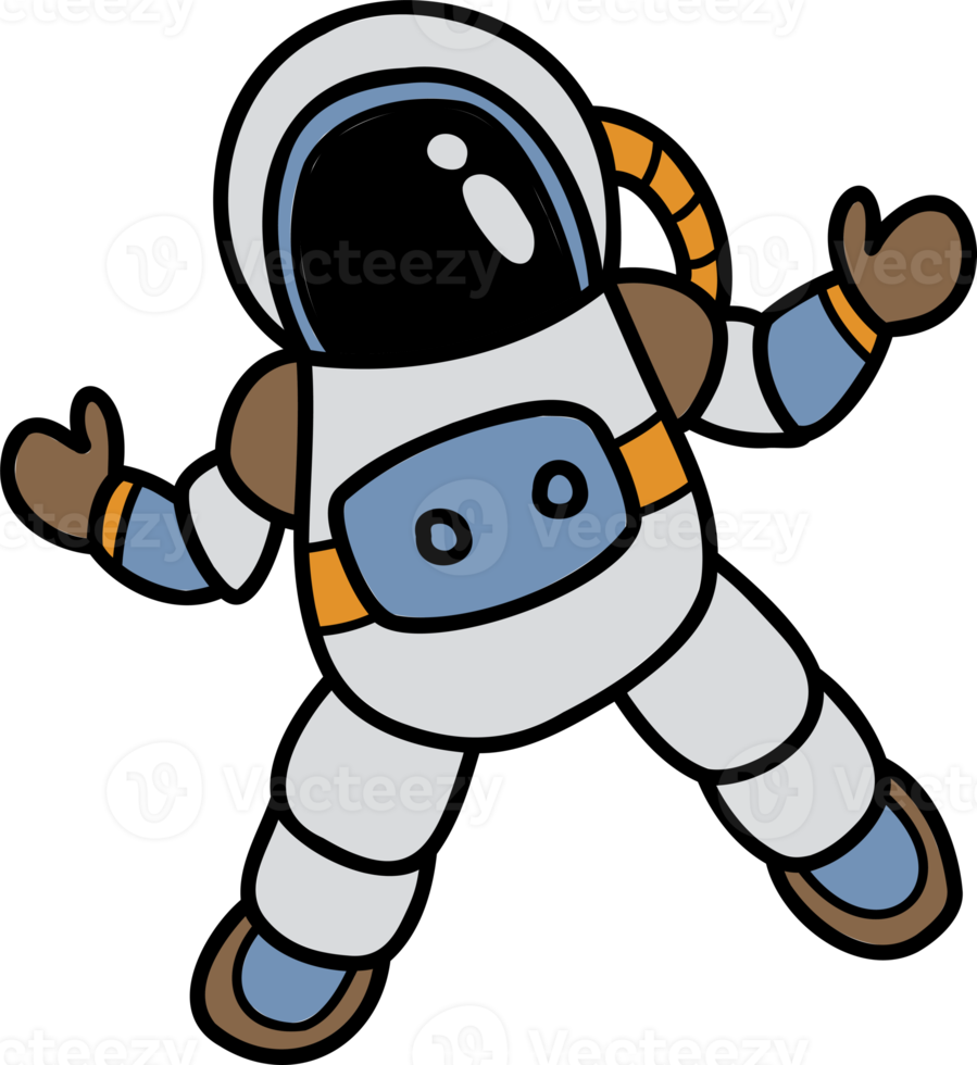 Hand Drawn astronaut floating in space illustration png