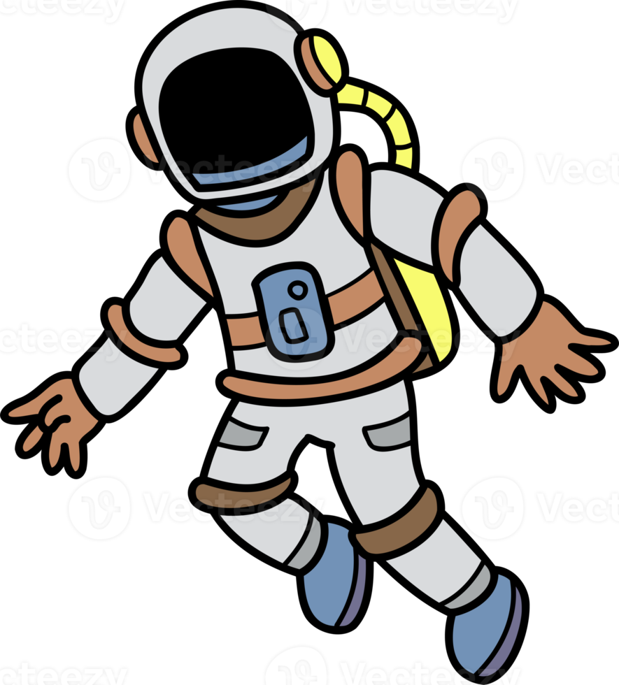 Hand Drawn astronaut floating in space illustration png