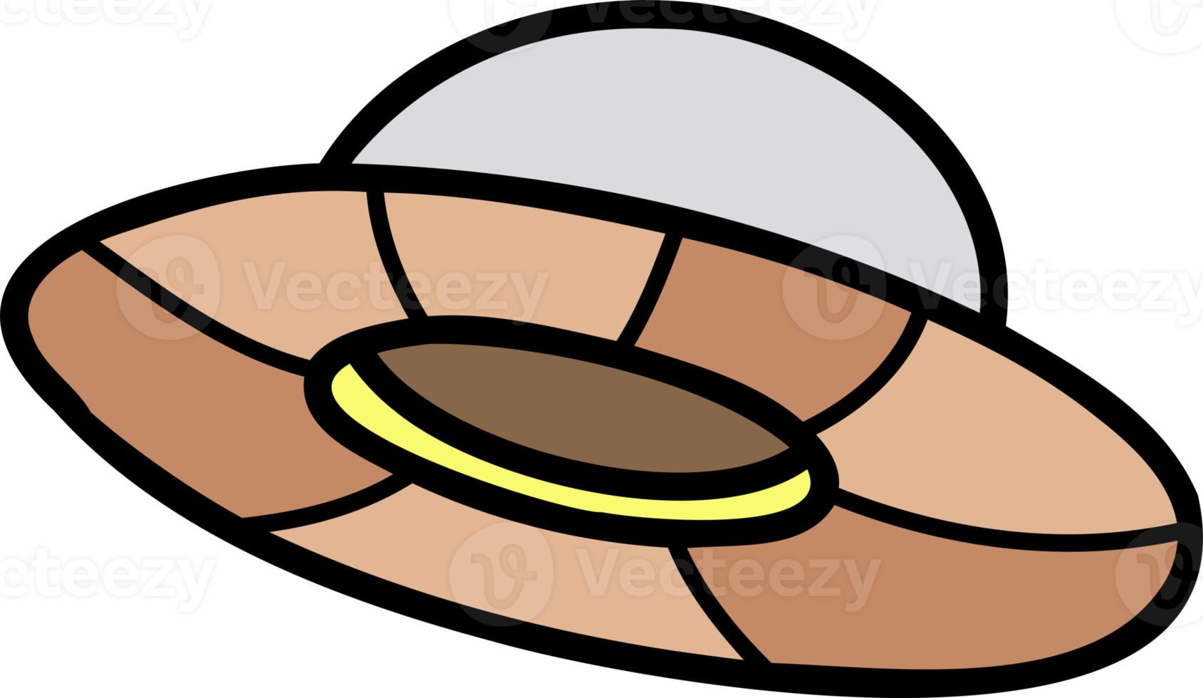 Hand Drawn cute ufo illustration png