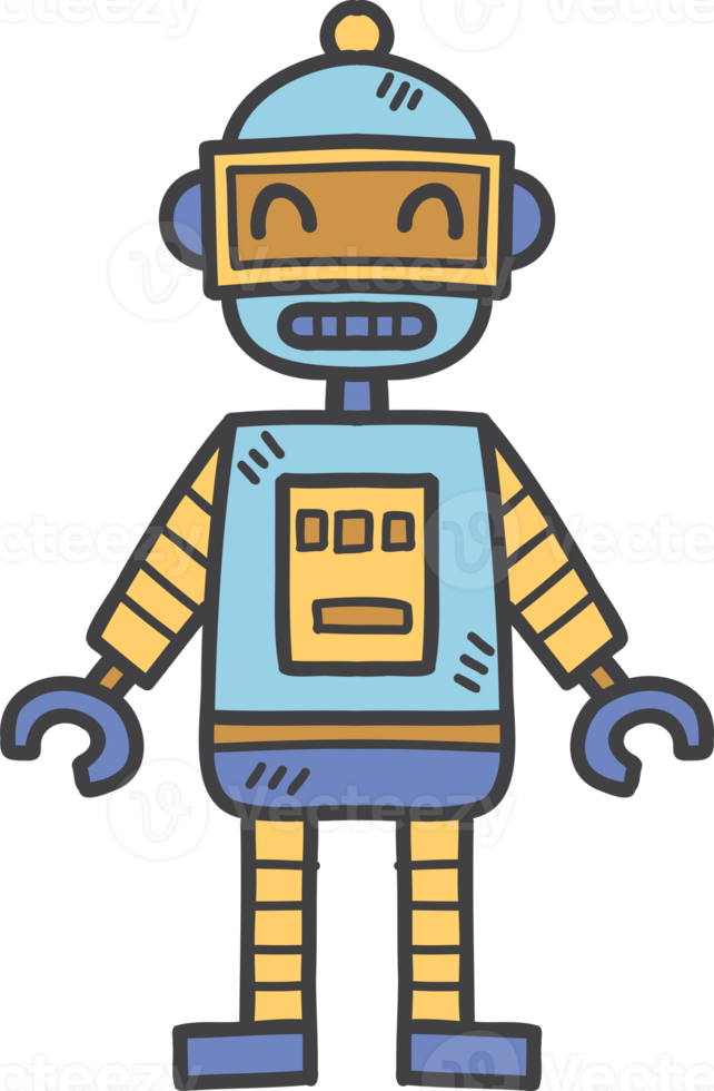 Hand Drawn robot toy for kids illustration png