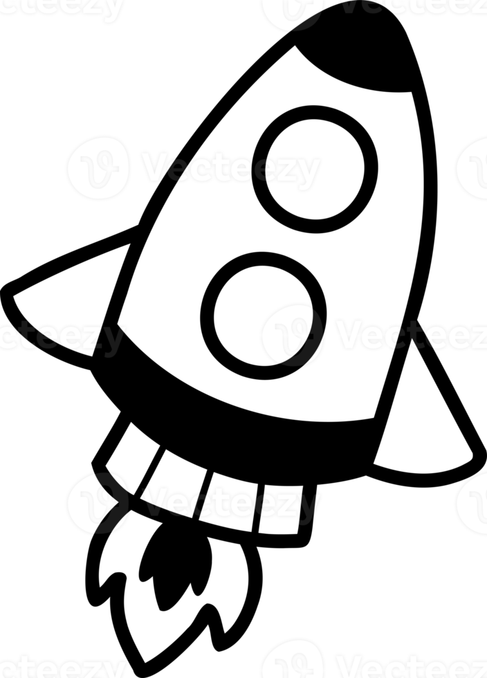 cohetes dibujados a mano están volando hacia la ilustración espacial png