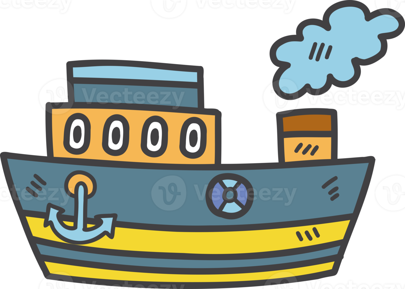 Hand Drawn toy boat for kids illustration png