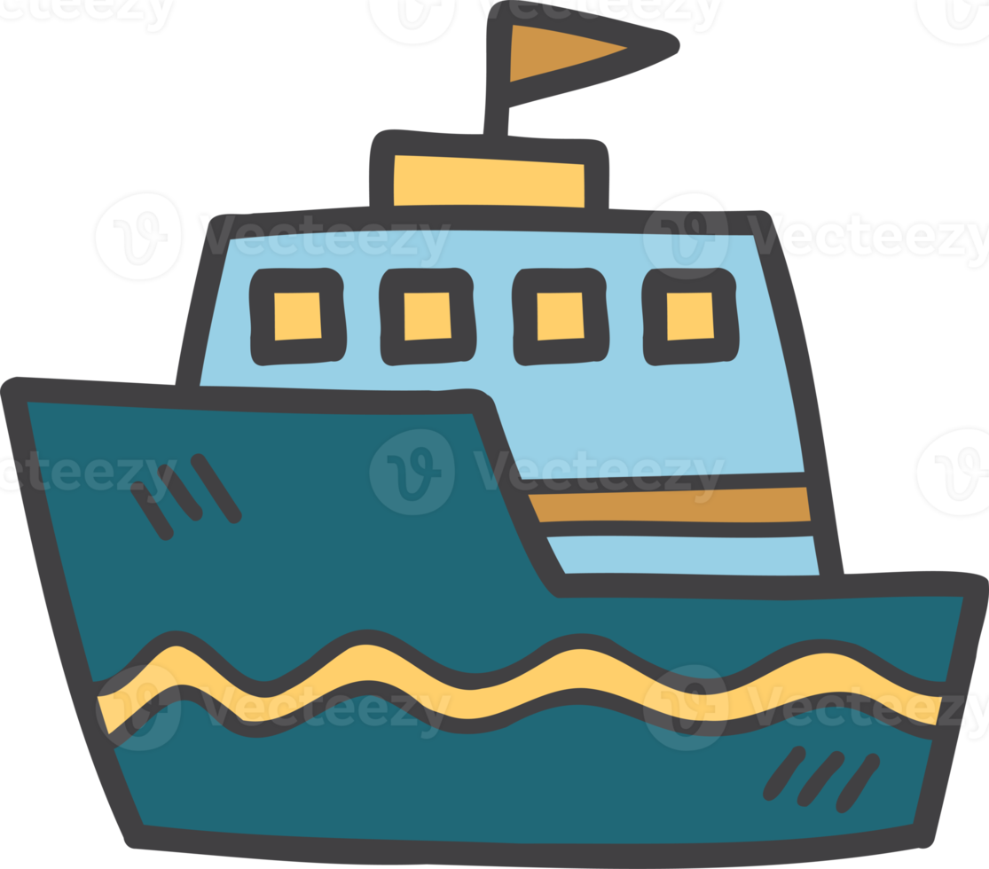 Hand Drawn toy boat for kids illustration png