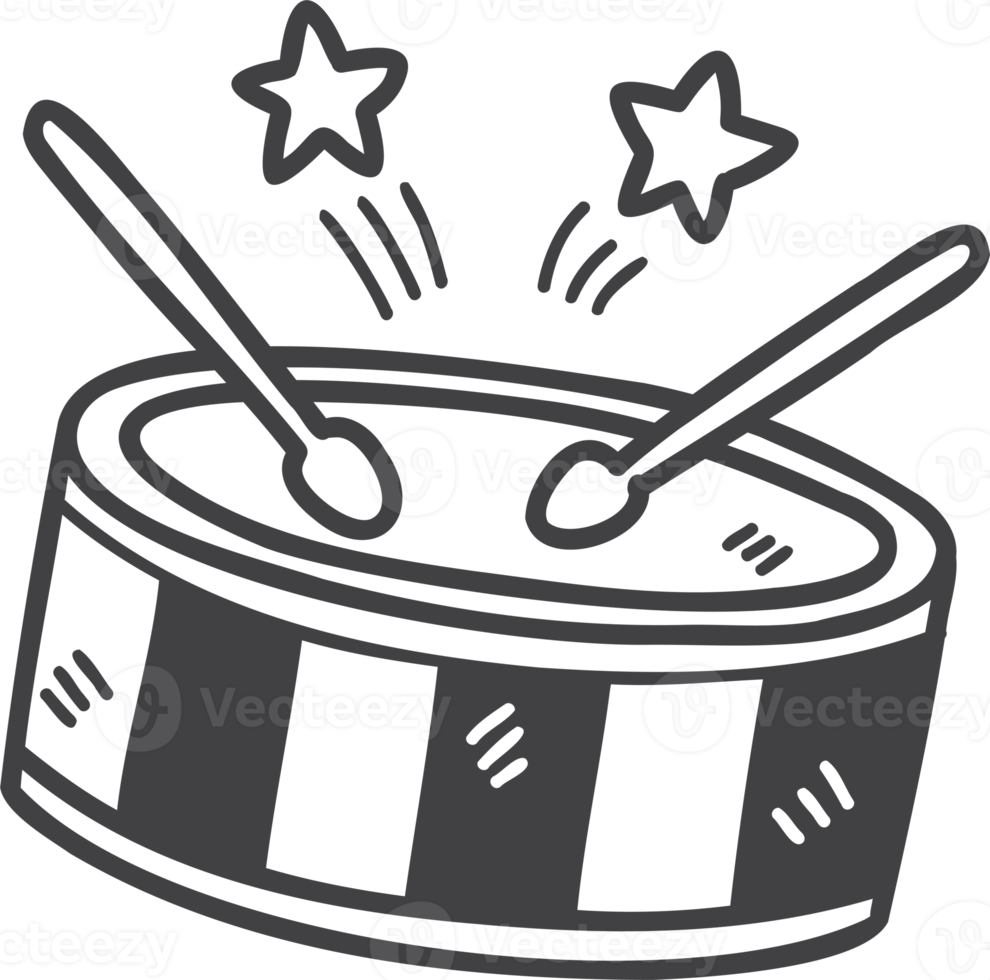 Hand Drawn cute drums illustration png