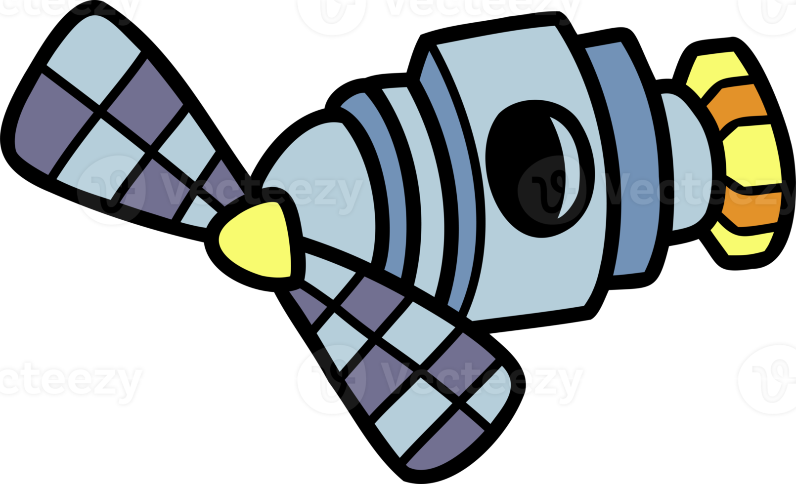 Hand Drawn satellites floating in space illustration png