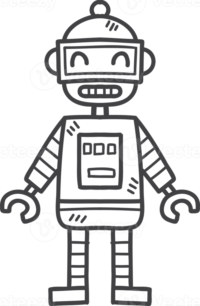Hand Drawn robot toy for kids illustration png