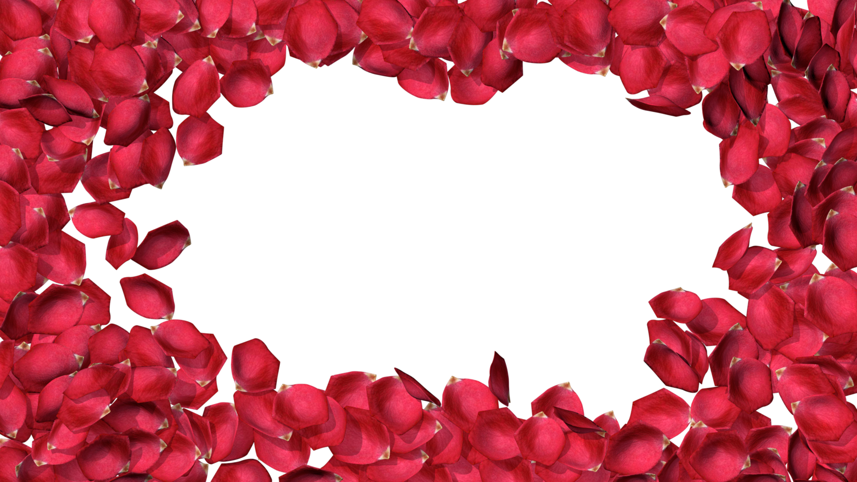 Scattered Rose Petal Frame Border, Designed for Valentines Day, Rose Day or Any Romantic Movement Put Your Text in Middle, 3D Rendering png