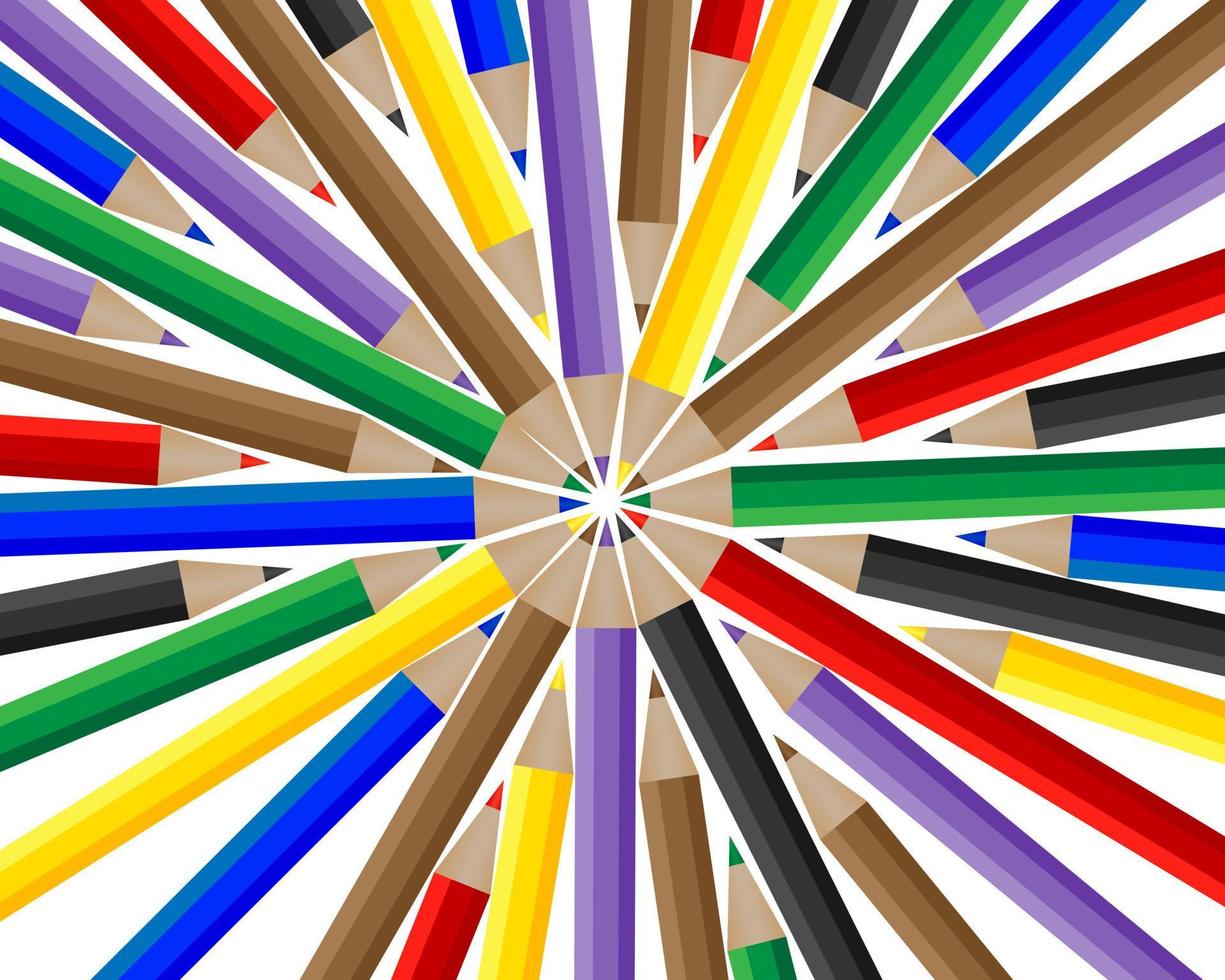 multicolored pencils for drawing on a white background vector