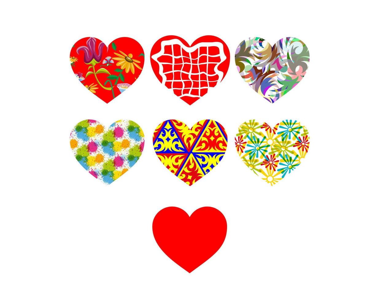 conjunto de corazones de diferentes tipos sobre un fondo blanco vector