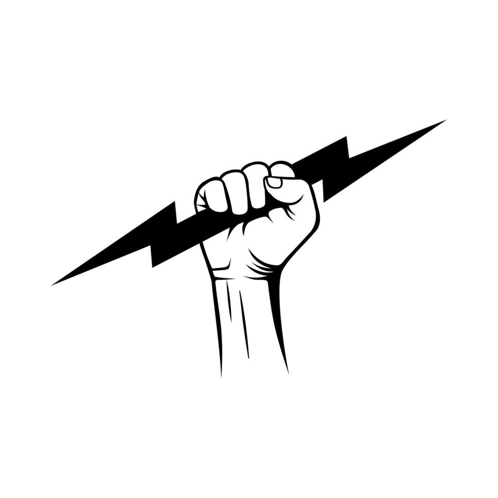 hand holding thunder logo vector