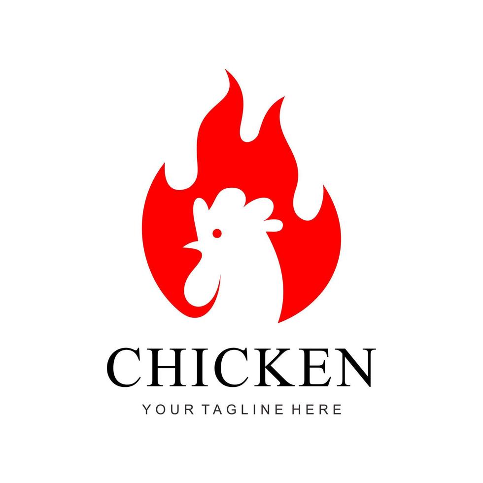 logotipo de fuego de pollo vector