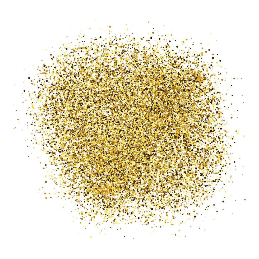 Golden Paint Glittering backdrop on a white background. Background with gold sparkles and glitter effect. Empty space for your text.  Vector illustration