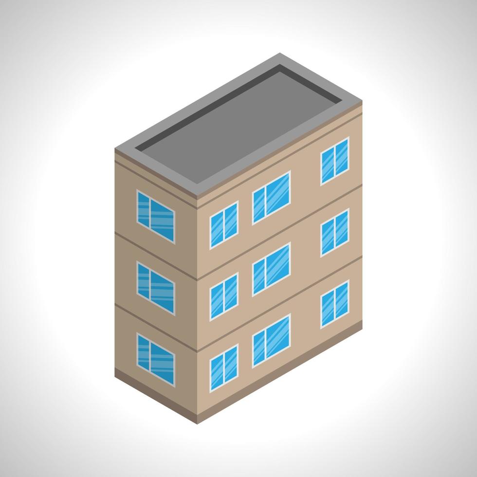 Three-storey house in isometric style vector