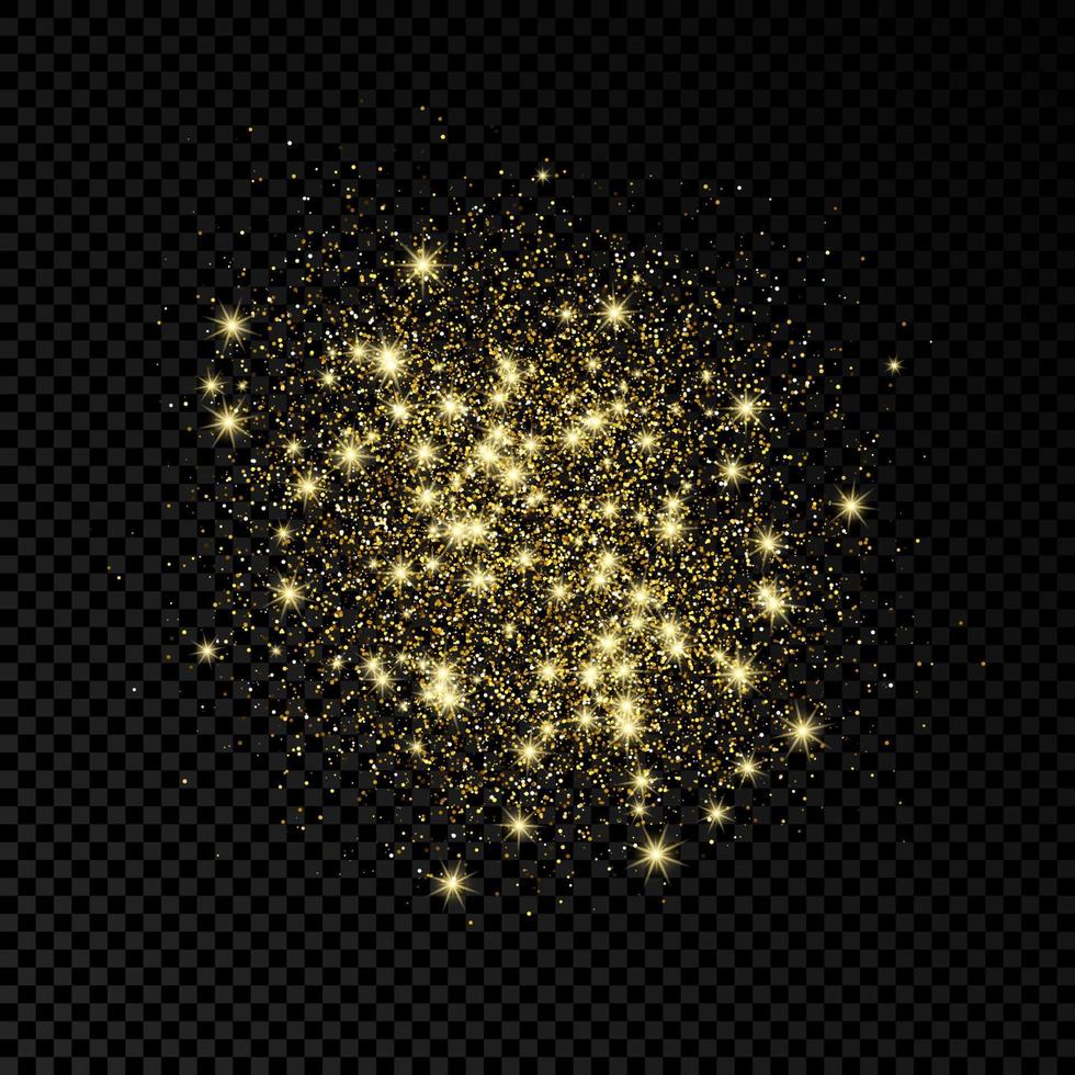 Golden sparkles glittering backdrop Background with gold glitter effect. Empty space for your text.  Vector illustration