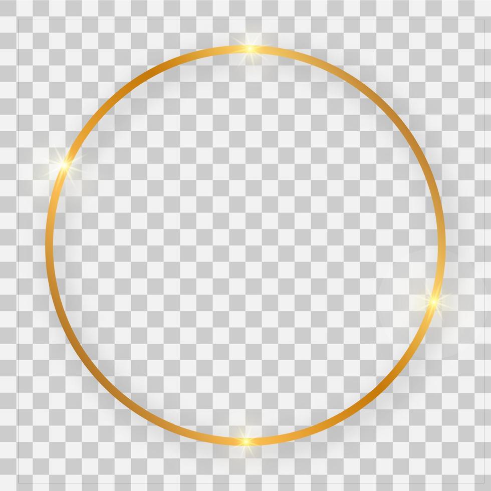 Gold shiny round frame with glowing effects vector