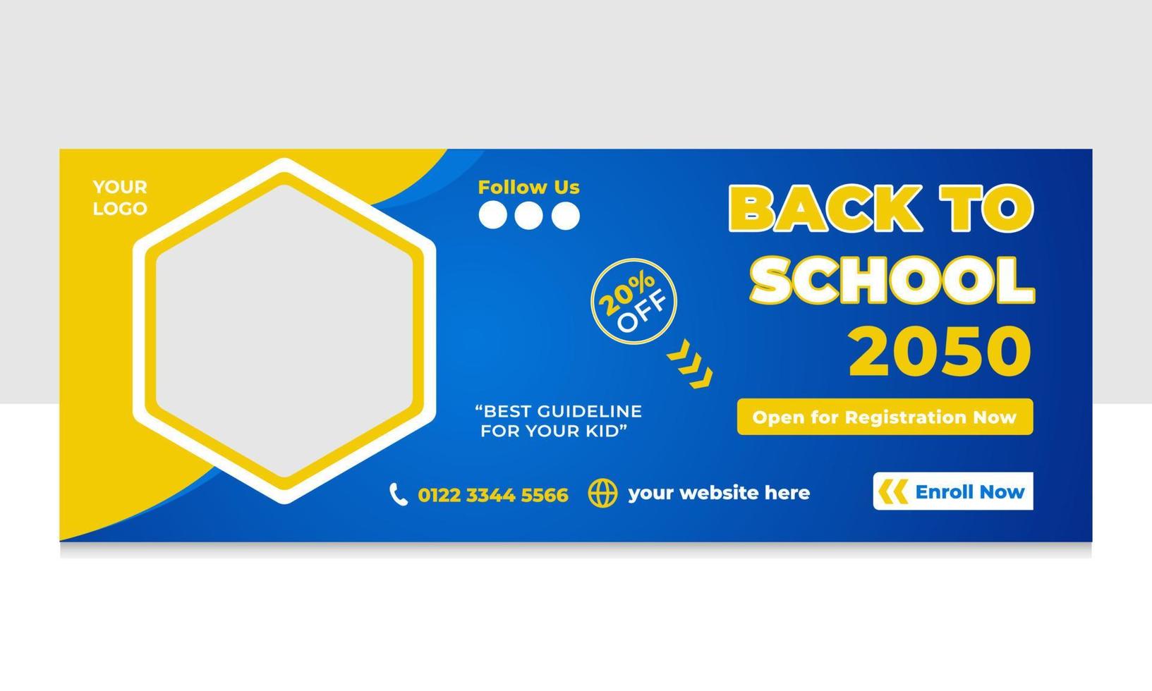School Admission Faceboook Cover Design vector