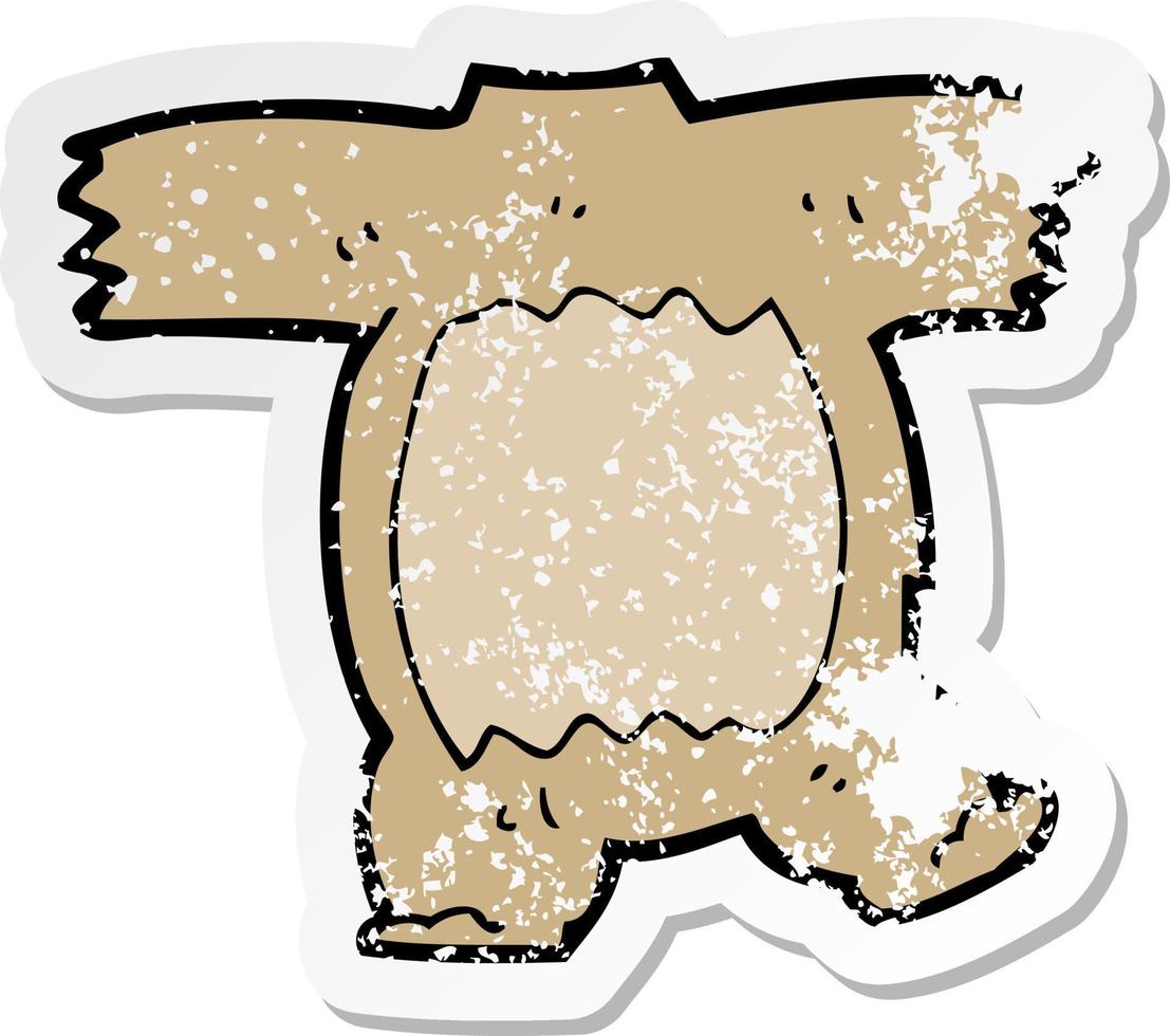 pegatina retro angustiada de un cuerpo de oso de peluche de dibujos animados mezclar y combinar dibujos animados vector