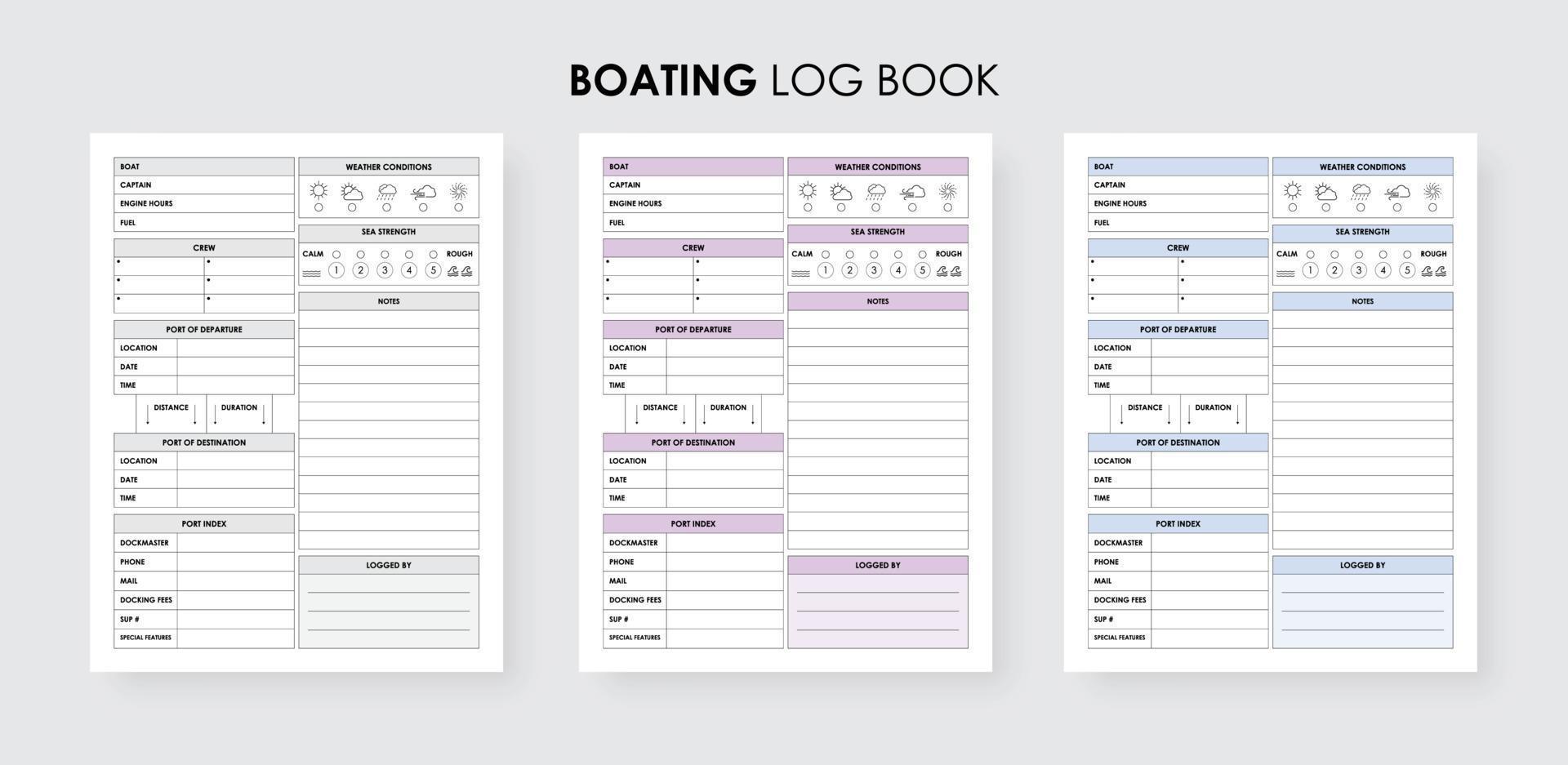 Captains Log Book, Boat log book daily journal entry for trips 12666154
